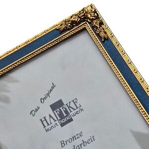 Haffke Picture Frame 3.5x5 Blue Gray Bronze Enamel Handcrafted Germany floral